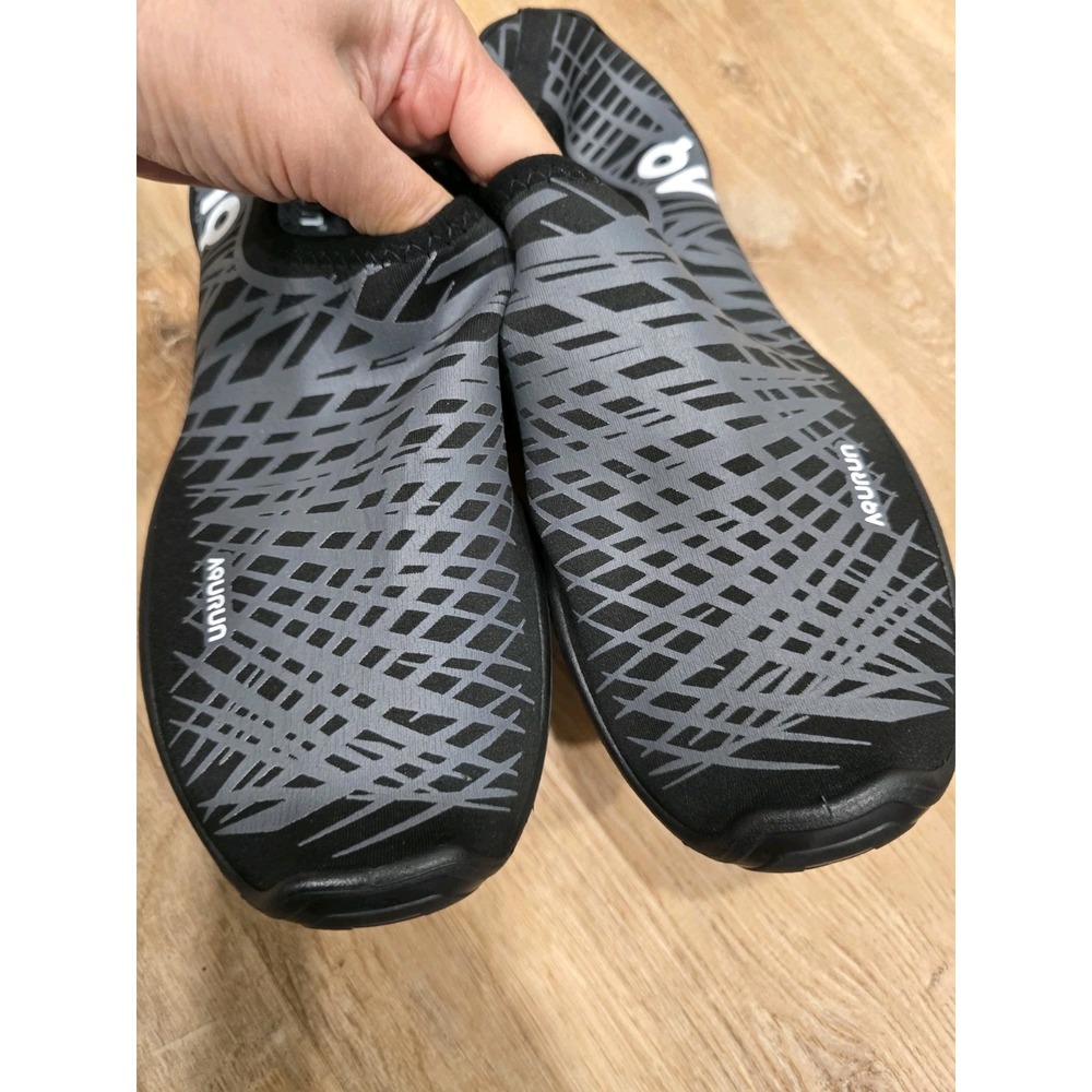 AQUARUN Unisex Water Shoes Aqua Socks Quick Dry Black Gray 280mm Beach Swim Pool